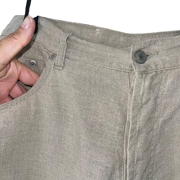 Et Vous Paris Vintage Womens Shorts Size 42 Classic Pure Linen Button Fly Tan - Picture 3 of 12
